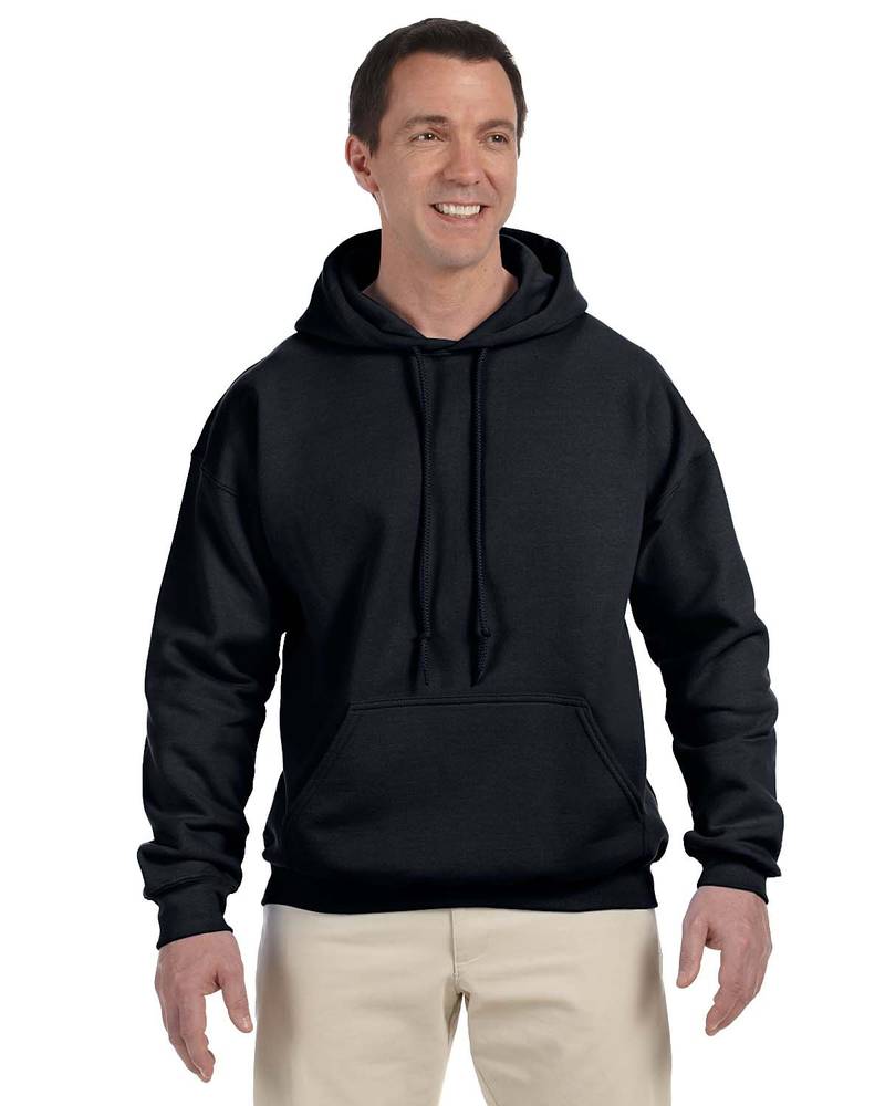 10 alt="Gildan fleece hoodie, black color, with front kangaroo pocket"