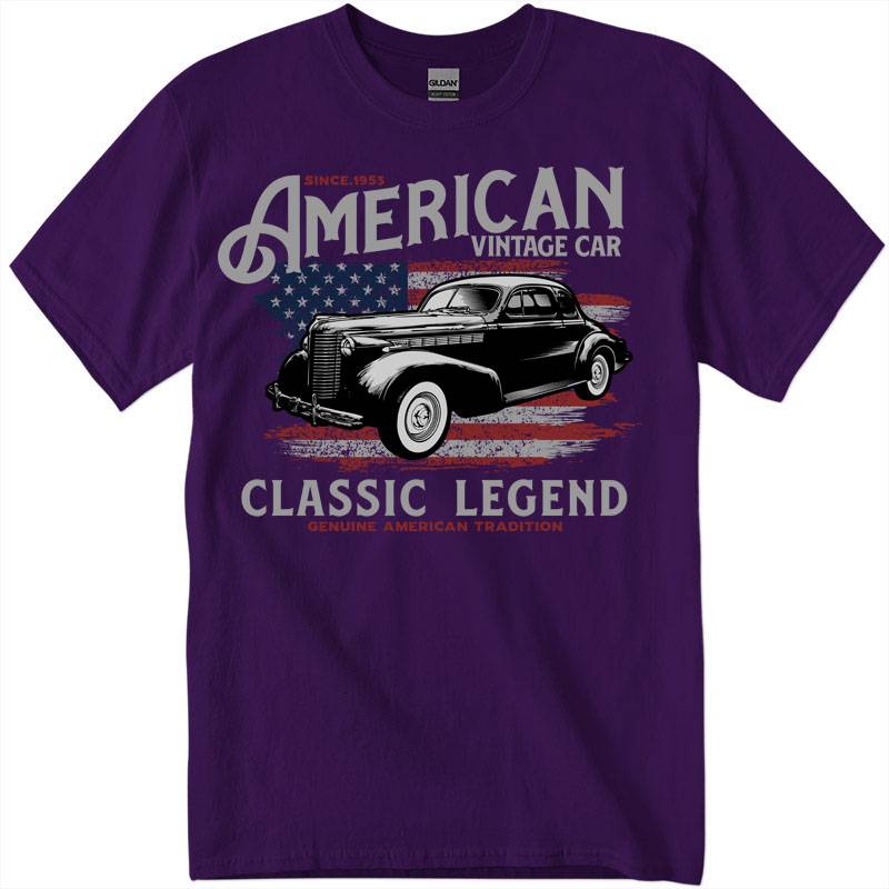 4-3gig500_1_purple T-Shirt with Classic Car & Bike Print