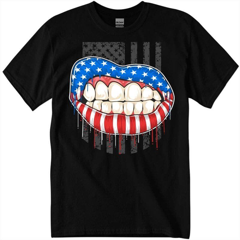 gig500_30_blk-Recuperado American Kiss, USA Kiss, Love America T-Shirt